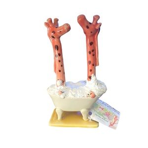 Janice Hester Vintage Giraffes in a Tub with Original Tag Glazed Ceramic